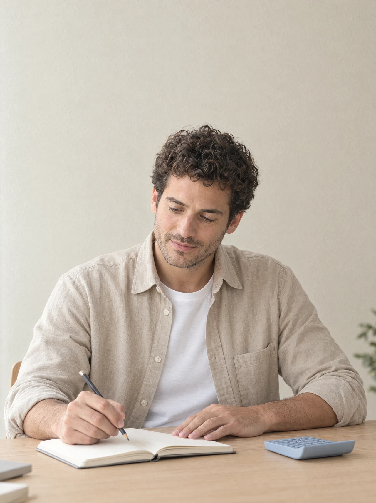 Un professionnel étudie son carnet et prépare son budget à son bureau.
